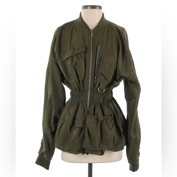 P.E Nation Streamline Athletic Army Jacket Green Zipper Size Small S - Picture 1 of 7